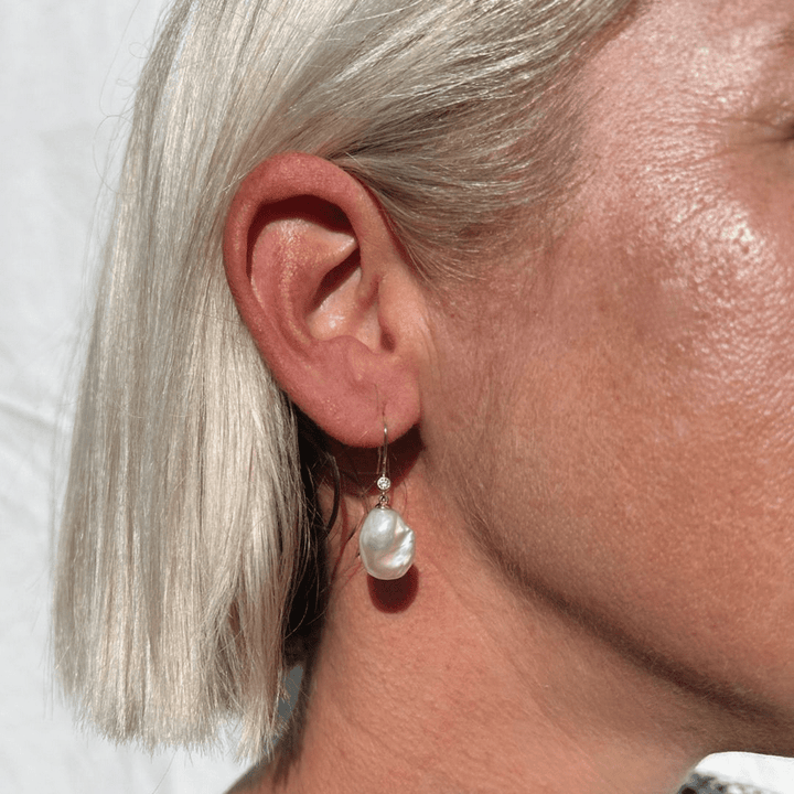 Ikecho Pearl Earrings Ikecho Keshi Diamond Hook Earrings Ikecho Keshi Diamond Hook Earrings Brand