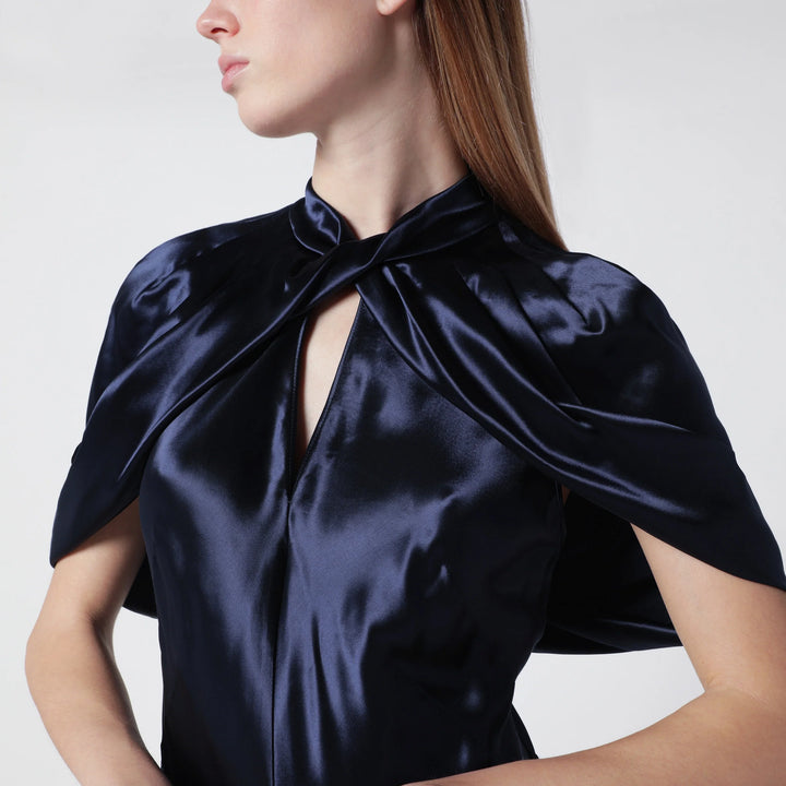 Alberta Ferretti - Long blue dress in shiny satin