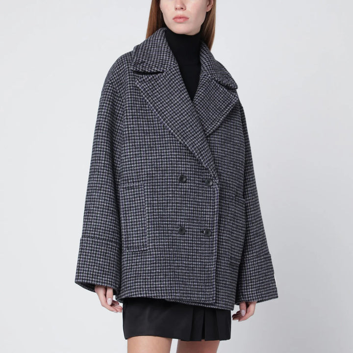 Calvin Klein - Grey double-breasted houndstooth coat