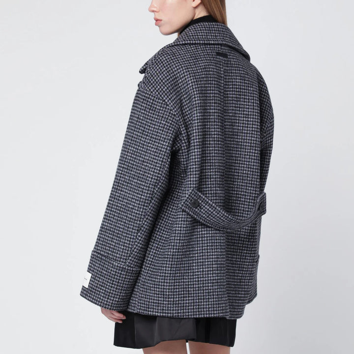 Calvin Klein - Grey double-breasted houndstooth coat