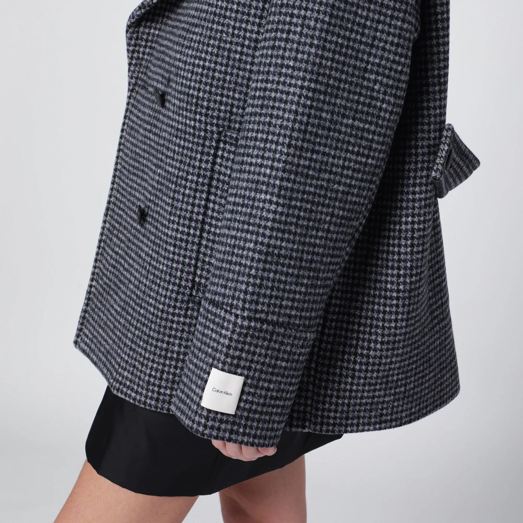 Calvin Klein - Grey double-breasted houndstooth coat