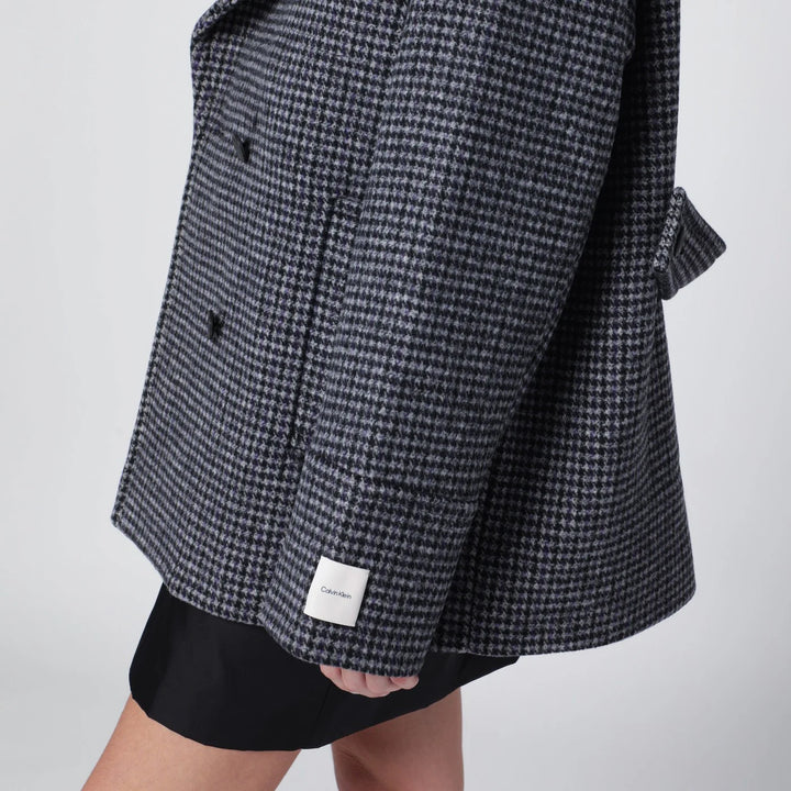 Calvin Klein - Grey double-breasted houndstooth coat