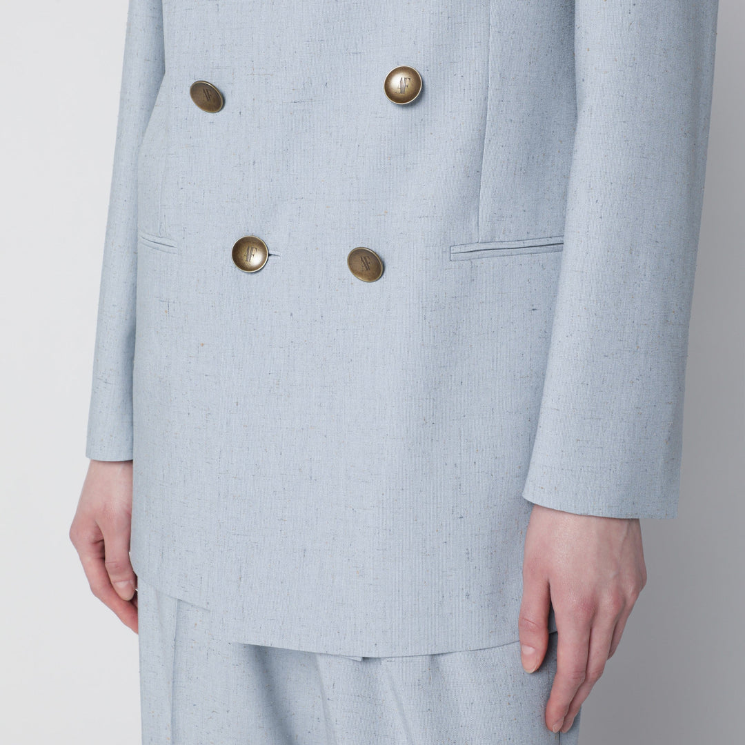 Alberta Ferretti - Light blue double-breasted tweed jacket