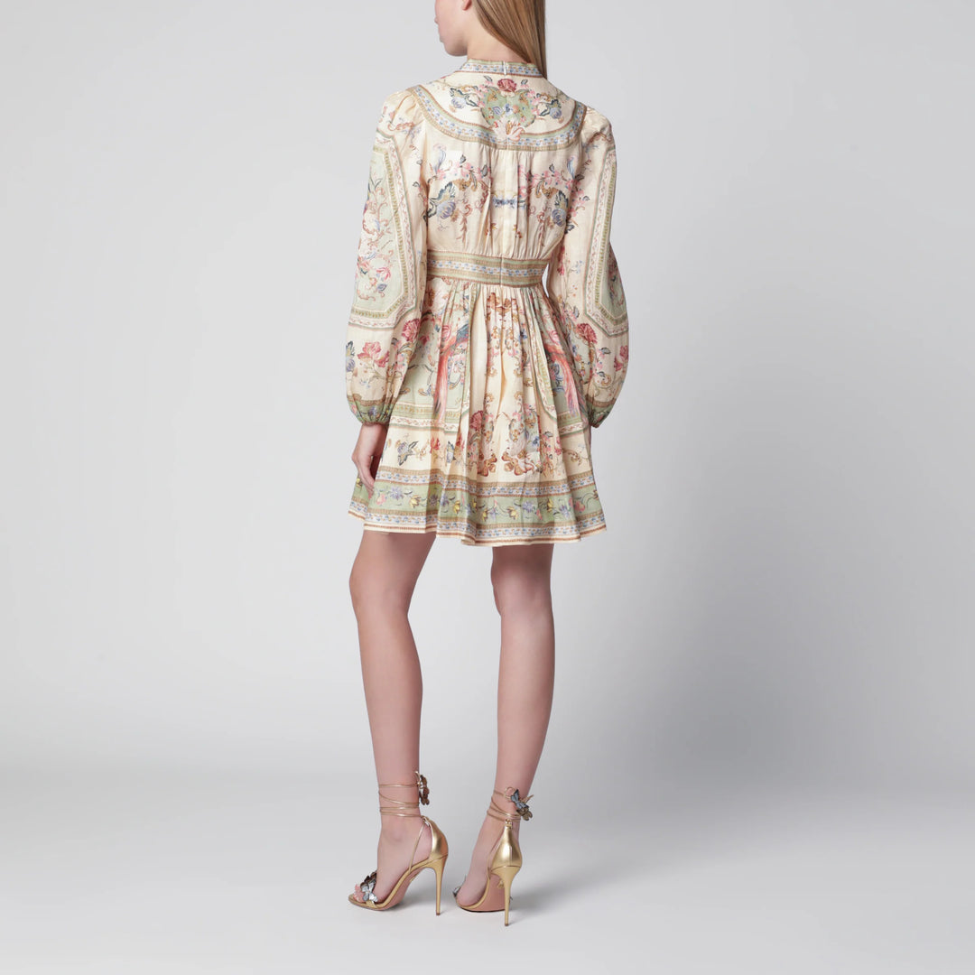 ZIMMERMANN - Roselight Mini Dress in Sage Floral Linen