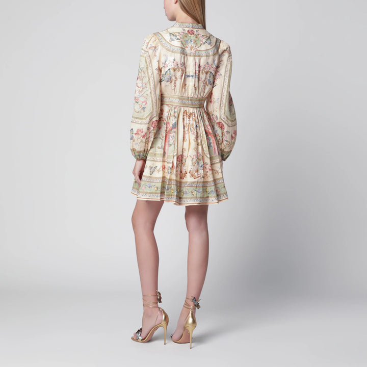 ZIMMERMANN - Roselight Mini Dress in Sage Floral Linen
