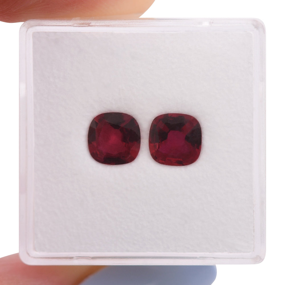 1.64 Carat Red MOZAMBIQUE Cushion Rubies Pair