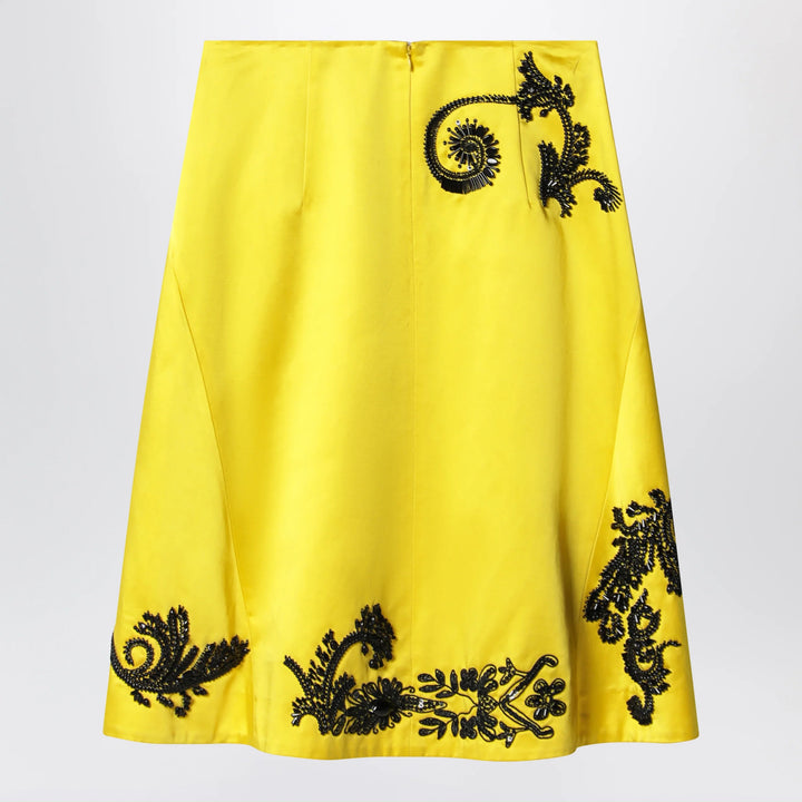 Dries Van Noten - Yellow skirt with black sequin embroidery