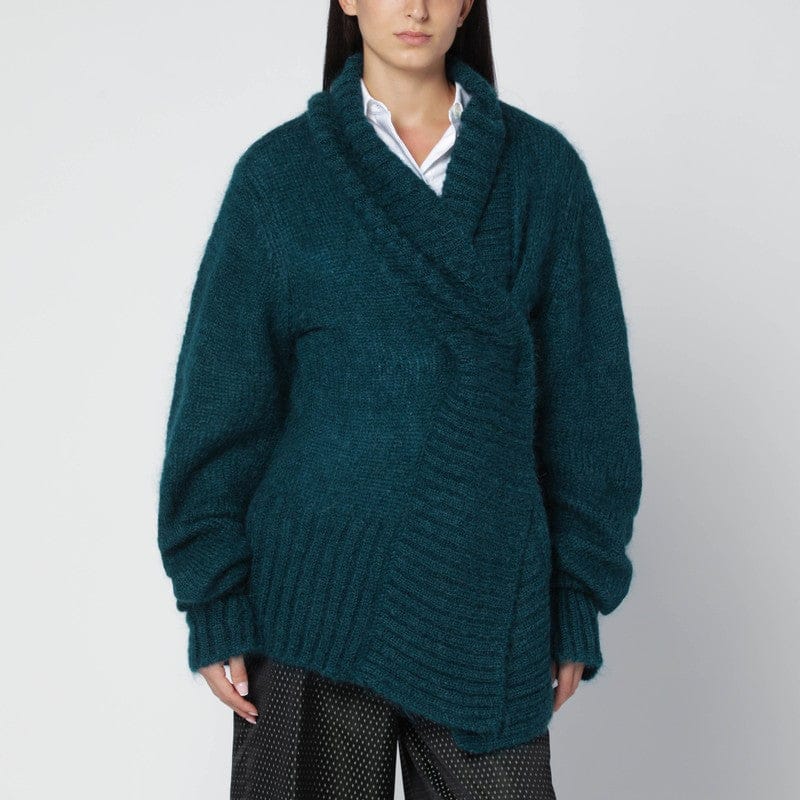 Shirts & Tops Dries Van Noten - Oversized petroleum green mohair-blend sweater - M Brand