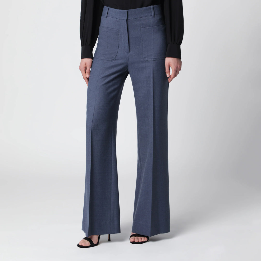 Victoria Beckham - Alina trousers in blue mélange wool blend