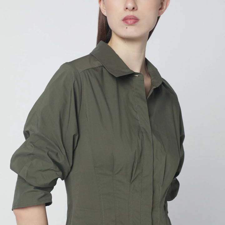 SIMKHAI - Military green midi shirt dress