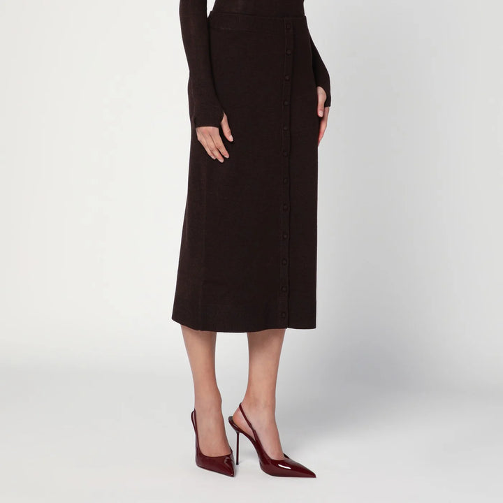 Victoria Beckham - Brown midi skirt in wool blend