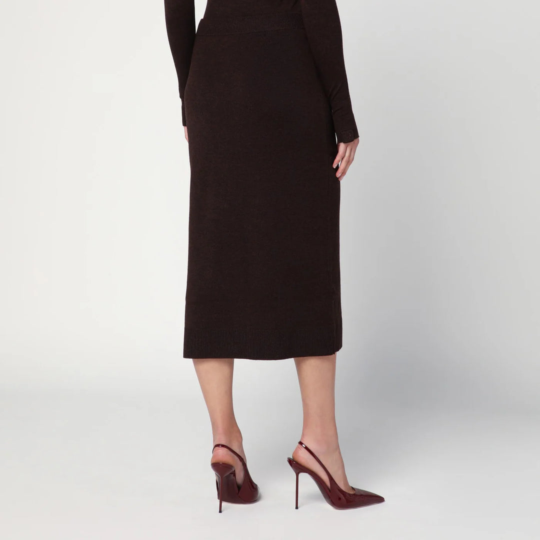Victoria Beckham - Brown midi skirt in wool blend