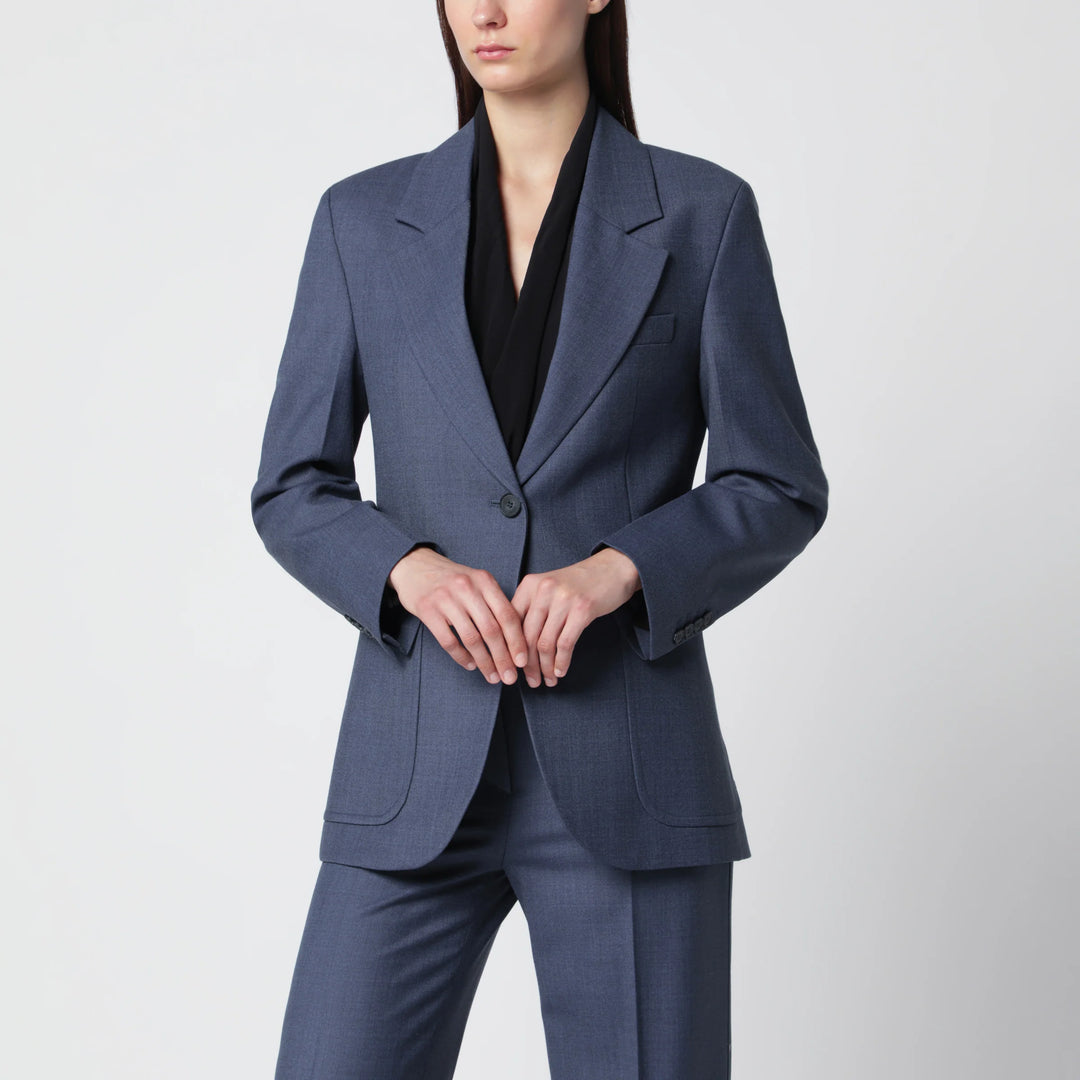 Victoria Beckham - Katherine single-breasted jacket in blue mélange wool blend