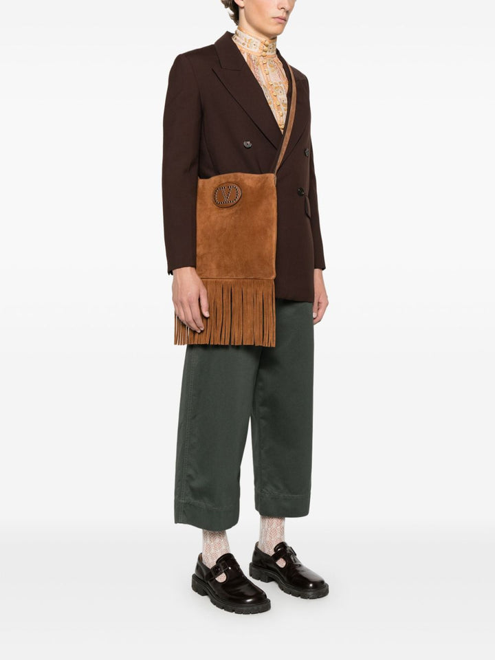 Valentino Garavani Nellcôte Suede Shoulder Bag With Fringes