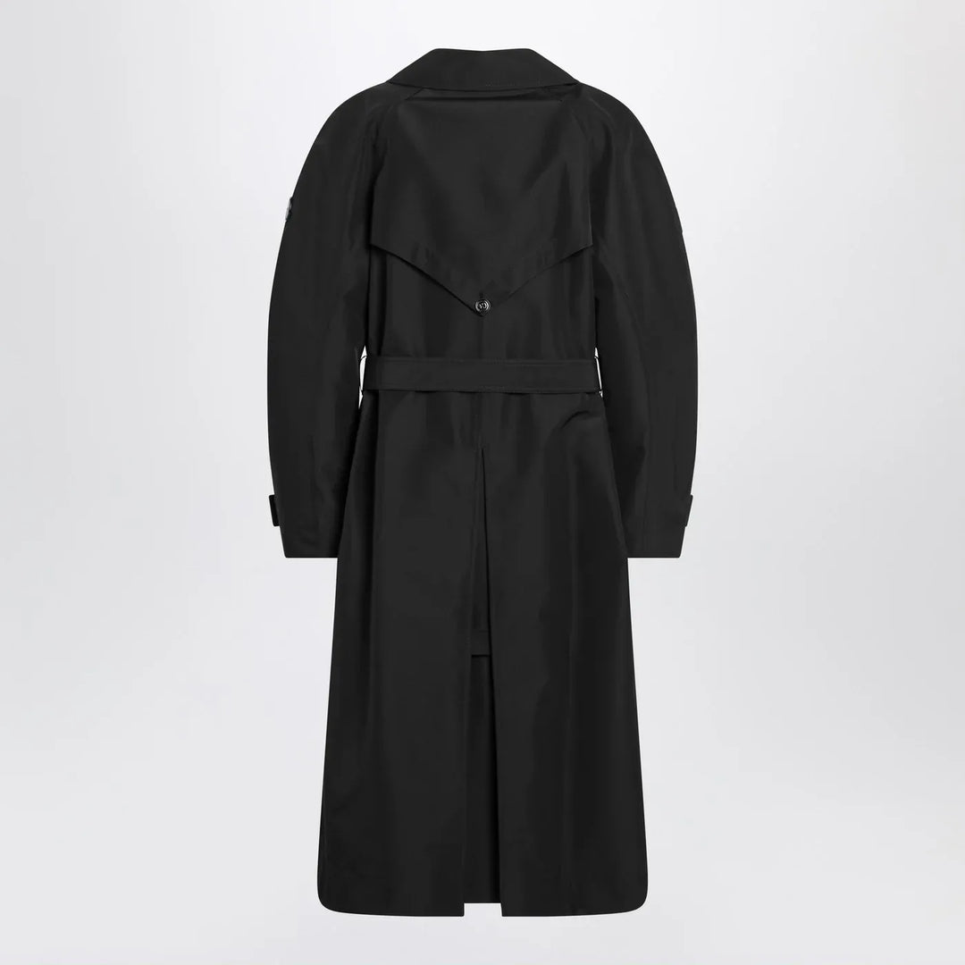 Moncler X Edward Enninful - Black double-breasted trench coat with belt Brand Coats &amp; Jackets