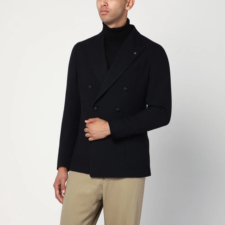 Tagliatore - Blue double-breasted wool jacket