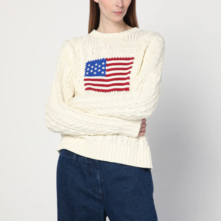 Polo Ralph Lauren - Cream-colored sweater with flag detail
