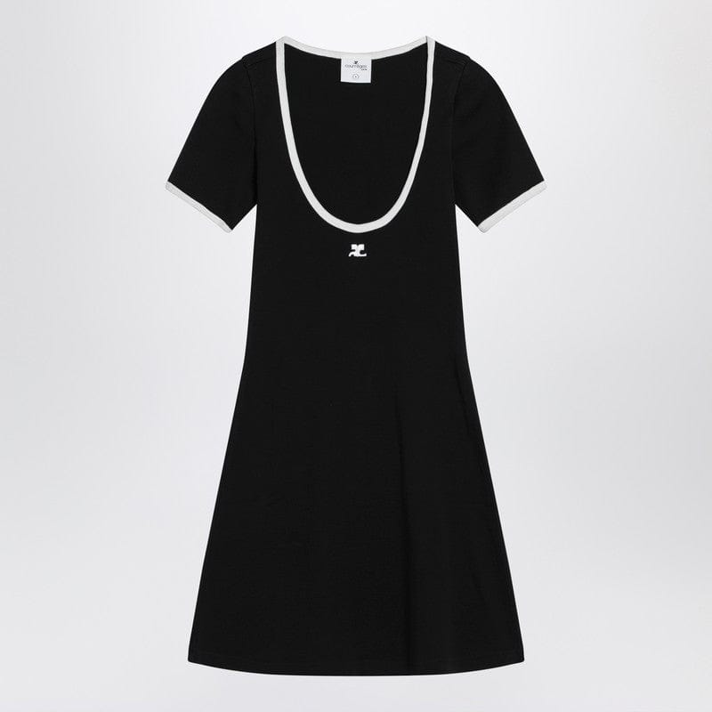 Dresses Courrèges - White/black mini dress in cotton - XS Brand
