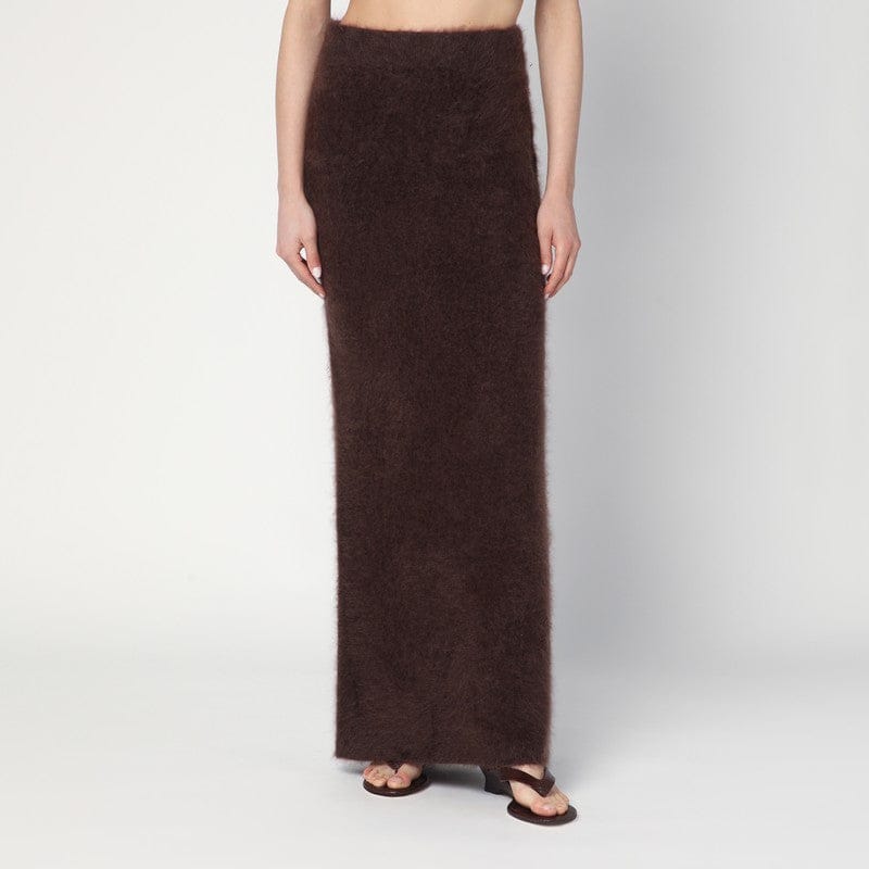 Skirts Soft Goat - Long Mocha-coloured brushed cashmere skirt - S Brand