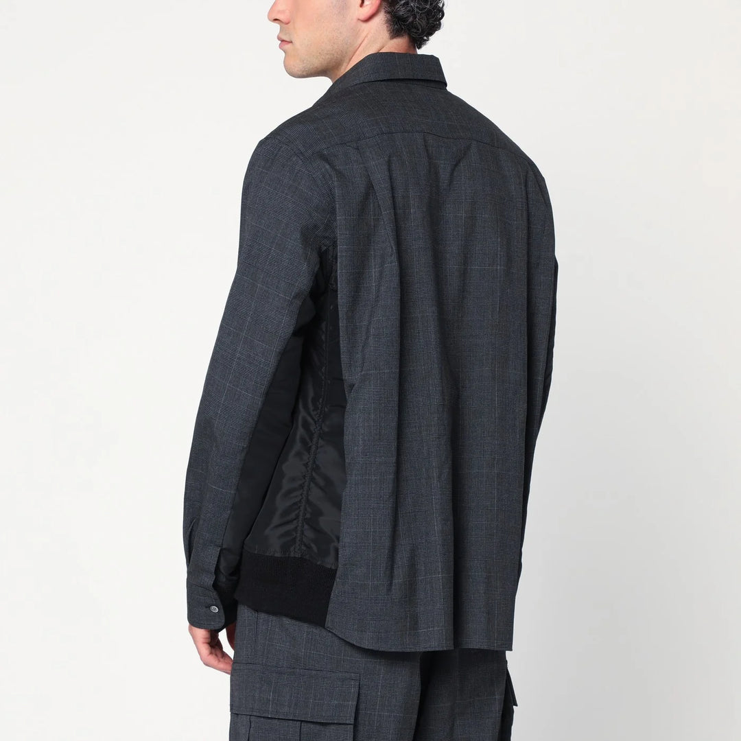 Sacai - Gray plaid wool shirt jacket
