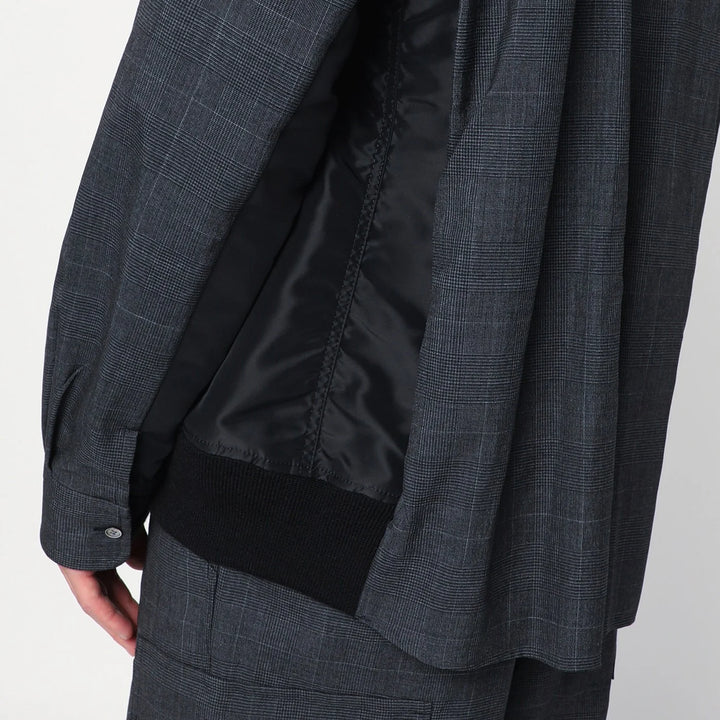 Sacai - Gray plaid wool shirt jacket