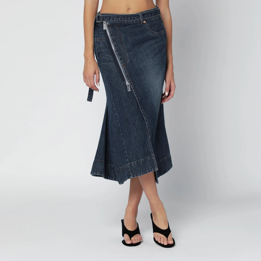 Sacai - Asymmetric blue denim skirt