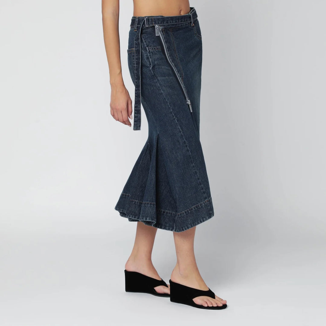 Sacai - Asymmetric blue denim skirt