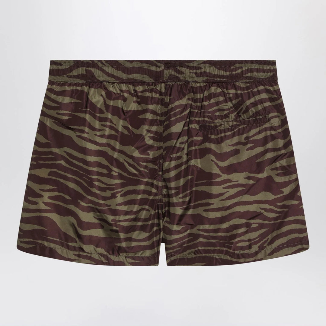 The Attico - Zebra Shorts in khaki/brown nylon