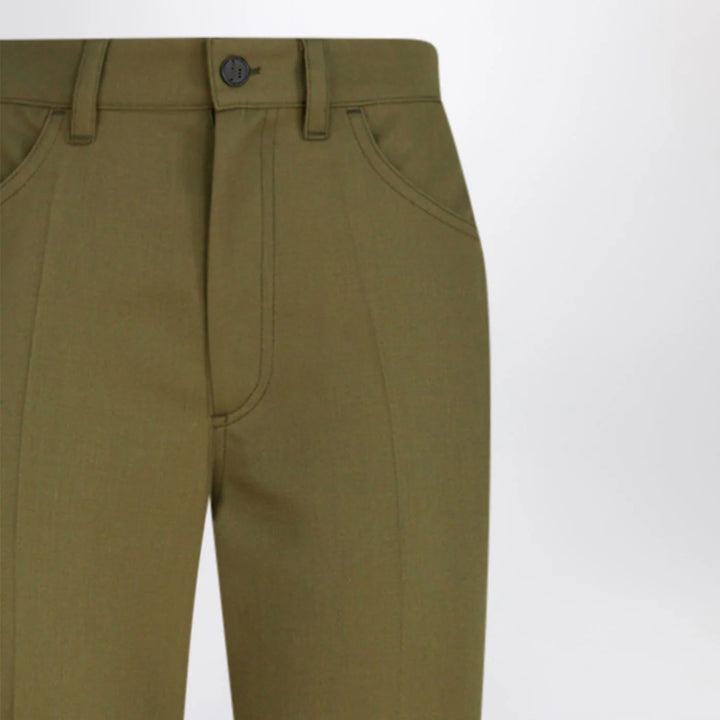 The Attico - Military green wool gabardine trousers