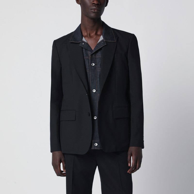 Coats & Jackets Sacai - Black single-breasted jacket with denim insert - 2 Brand