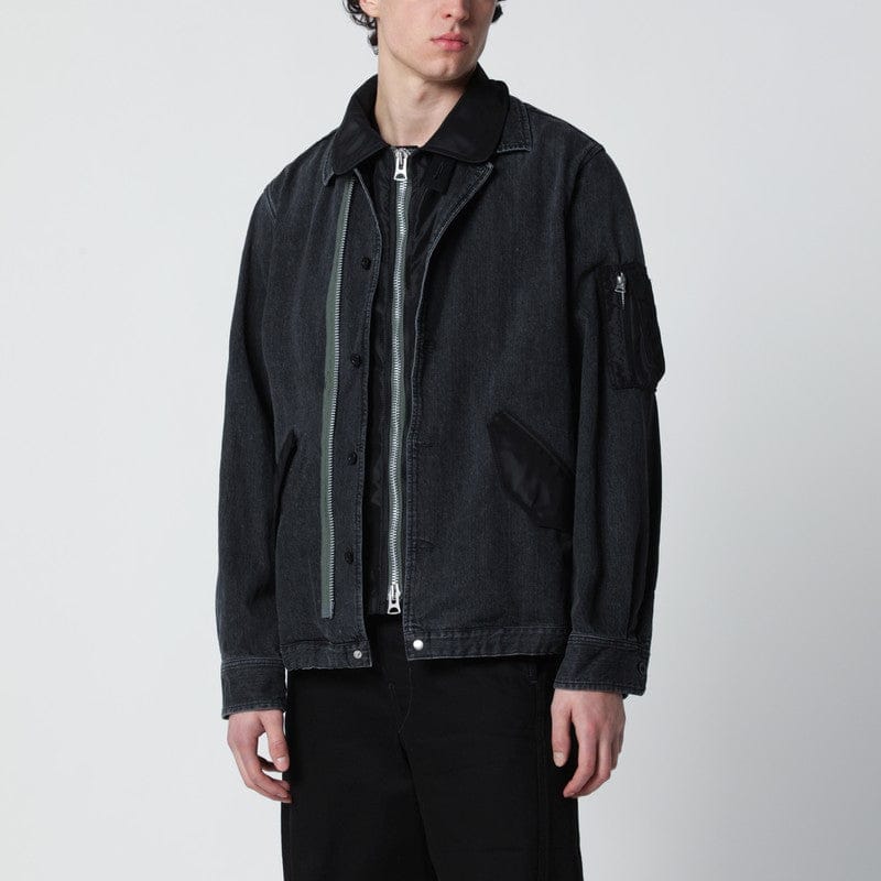 Coats & Jackets Sacai - Black denim jacket with nylon inserts - 2 Brand