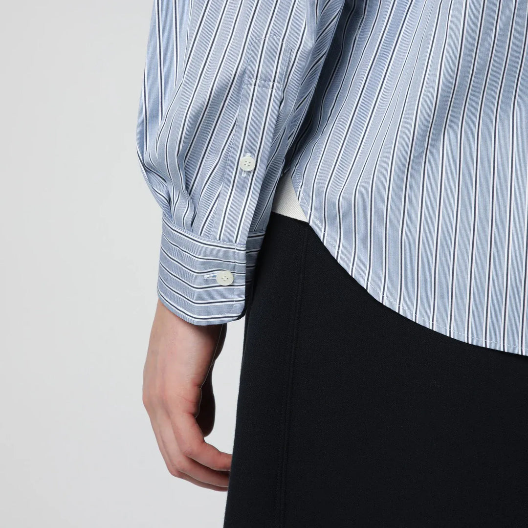 Sacai - Light blue striped cotton shirt Brand Apparel &amp; Accessories > Clothing > Shirts &amp; Tops 1