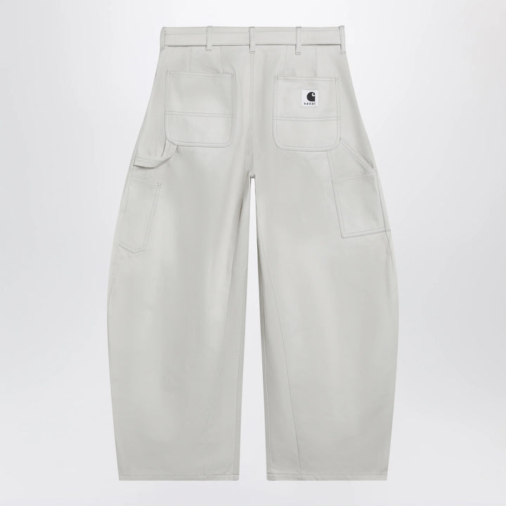 Sacai x Carhartt WIP - Ivory rounded cargo pants in cotton