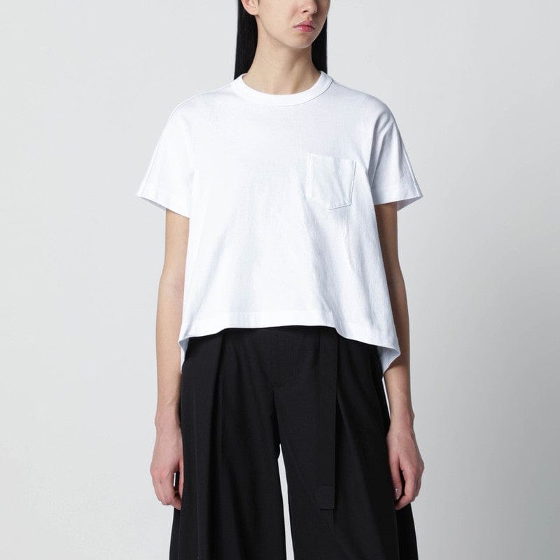 Shirts & Tops Sacai - White cropped cotton T-shirt - 1 Brand