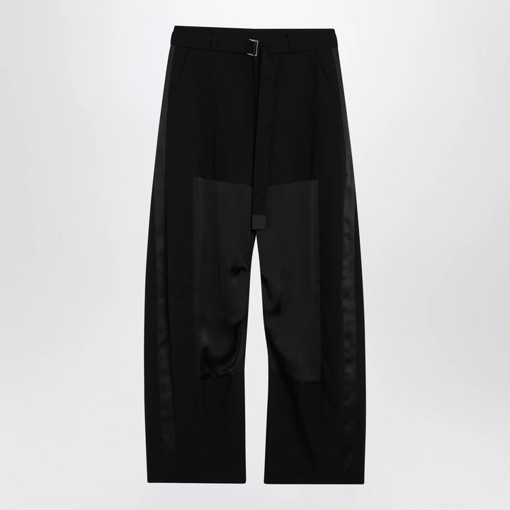 Sacai - Wide-leg wool trousers with panels and belt