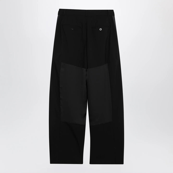 Sacai - Wide-leg wool trousers with panels and belt