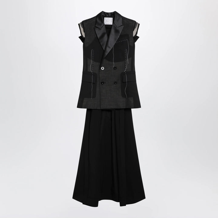 Sacai - Black wool organza vest