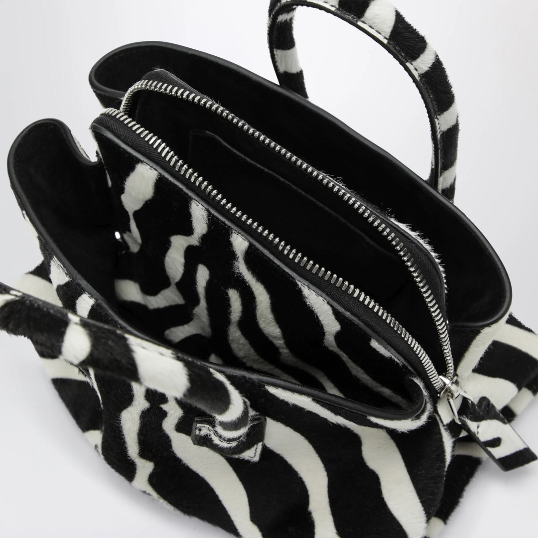 The Attico - La Passeggiata Mini bag in black and white pony hair leather