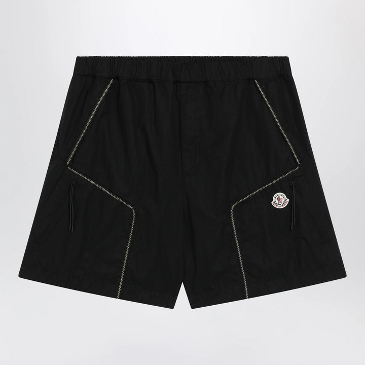 Moncler - Black cargo shorts in cotton gabardine
