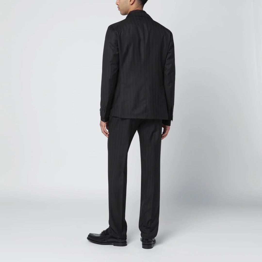 Tagliatore - Brown striped single-breasted wool suit