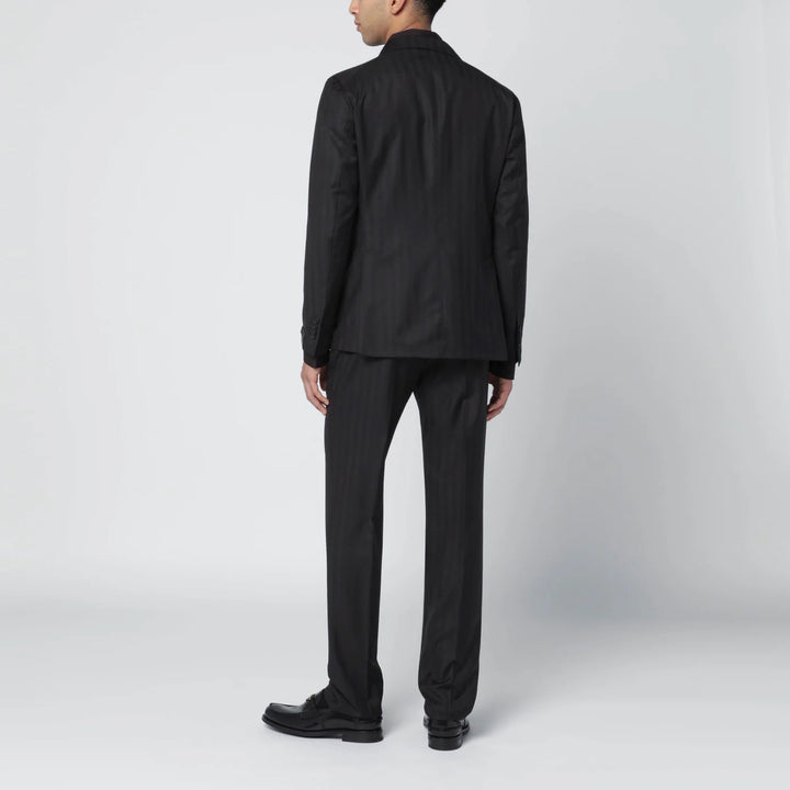 Tagliatore - Brown striped single-breasted wool suit
