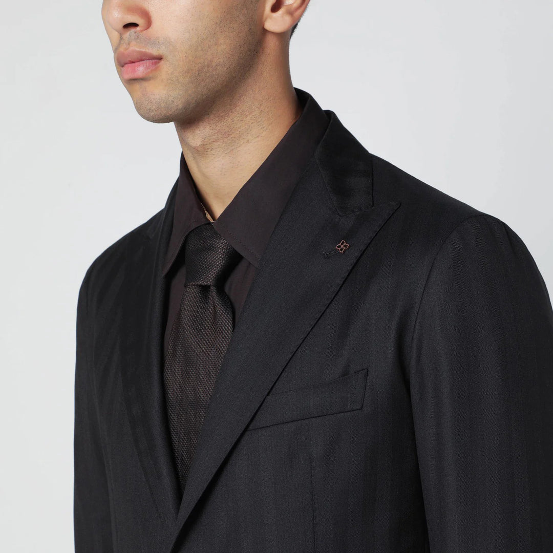 Tagliatore - Brown striped single-breasted wool suit
