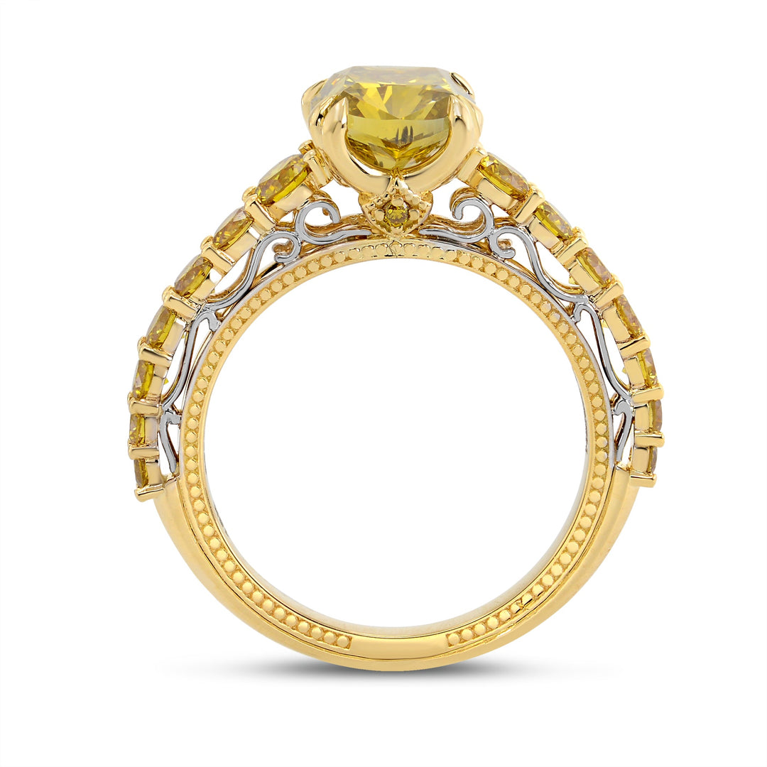 LEIBISH 2.02ct Fancy Deep Brownish Yellow Cushion Diamond Ring