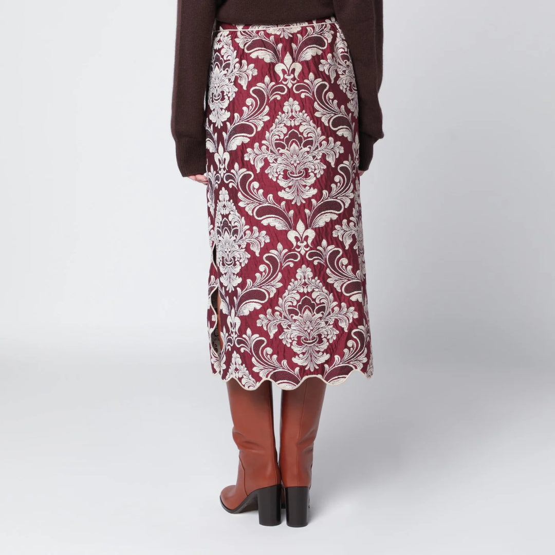 FARM Rio - Bordeaux jacquard midi skirt