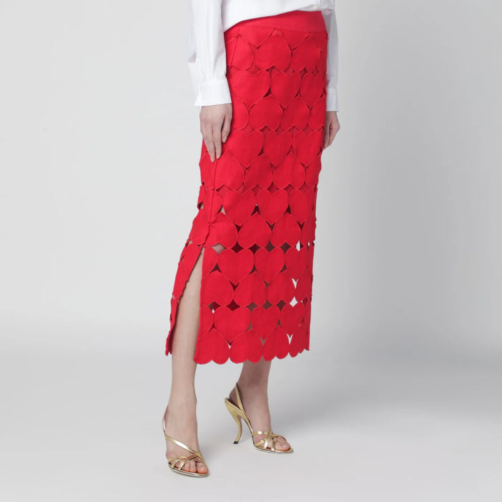 FARM Rio - Red linen Hearts skirt