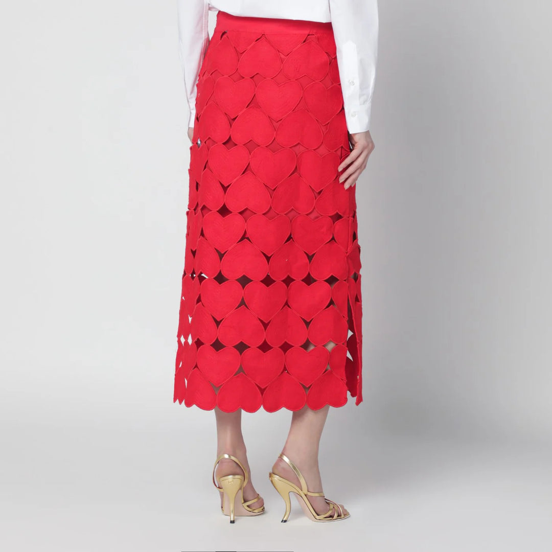 FARM Rio - Red linen Hearts skirt