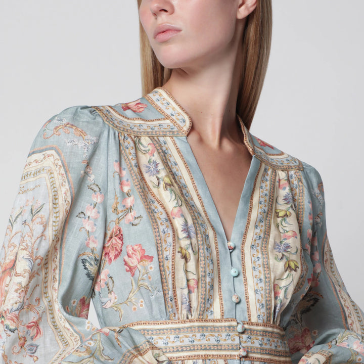 ZIMMERMANN - Roselight Midi Dress in Floral Linen