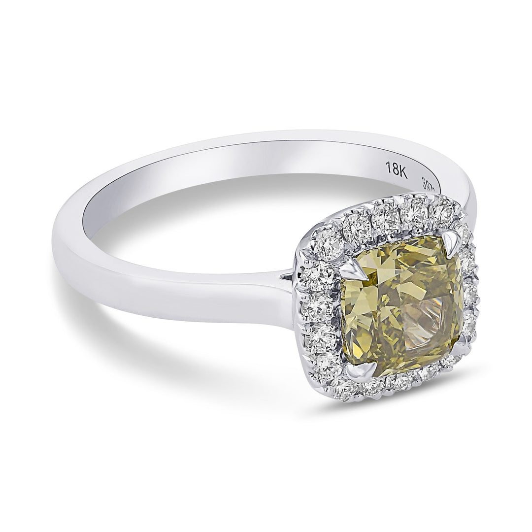 LEIBISH 1.07ct Chameleon Cushion Diamond Halo Ring