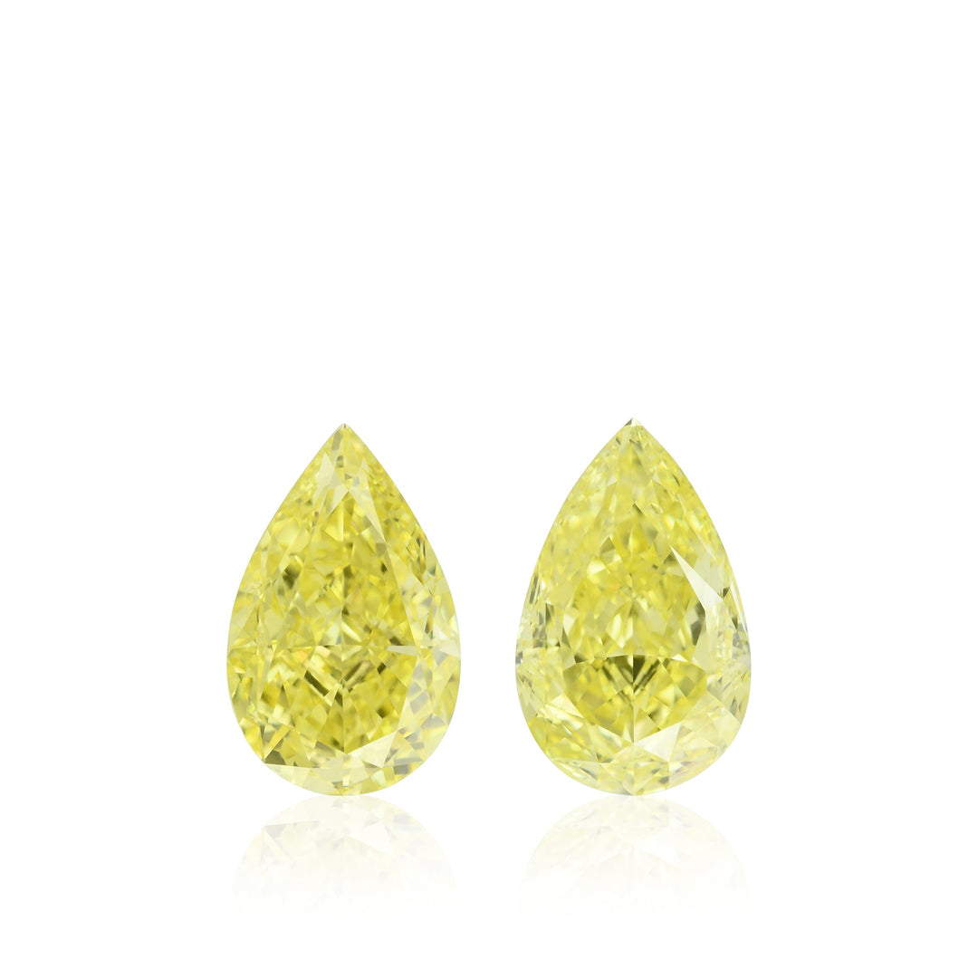 4.04 Carat Fancy Intense Yellow Pear Diamonds VS1 GIA