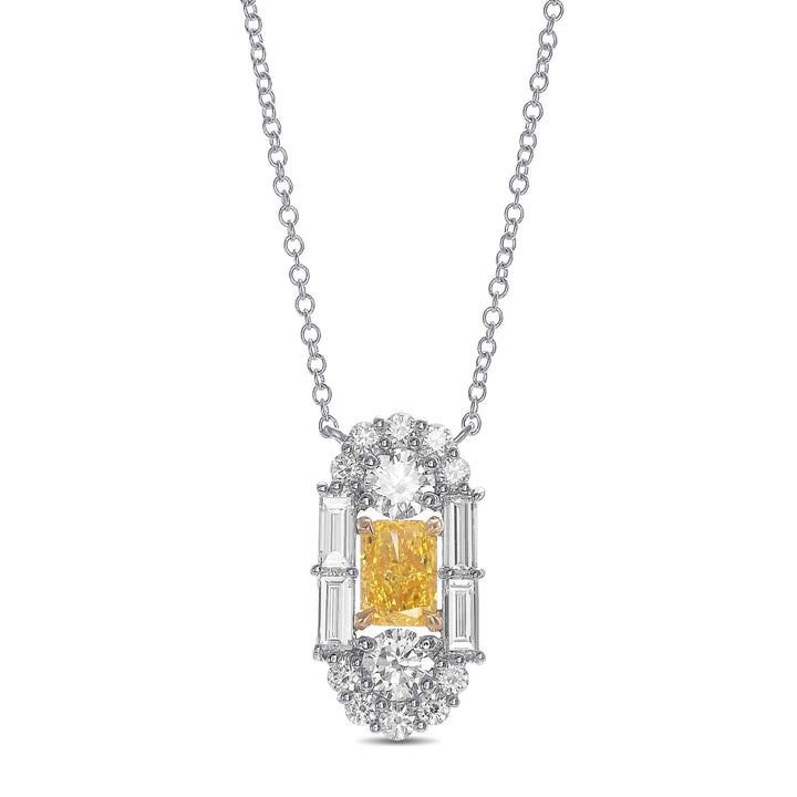 LEIBISH 0.50ct Fancy Vivid Yellow Radiant Diamond Art Deco Pendant